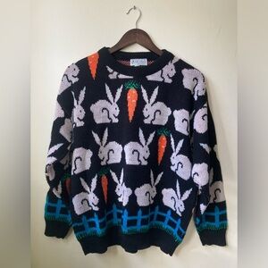 Jane Adams 1990 Bunny and Carrot Easter Sweater